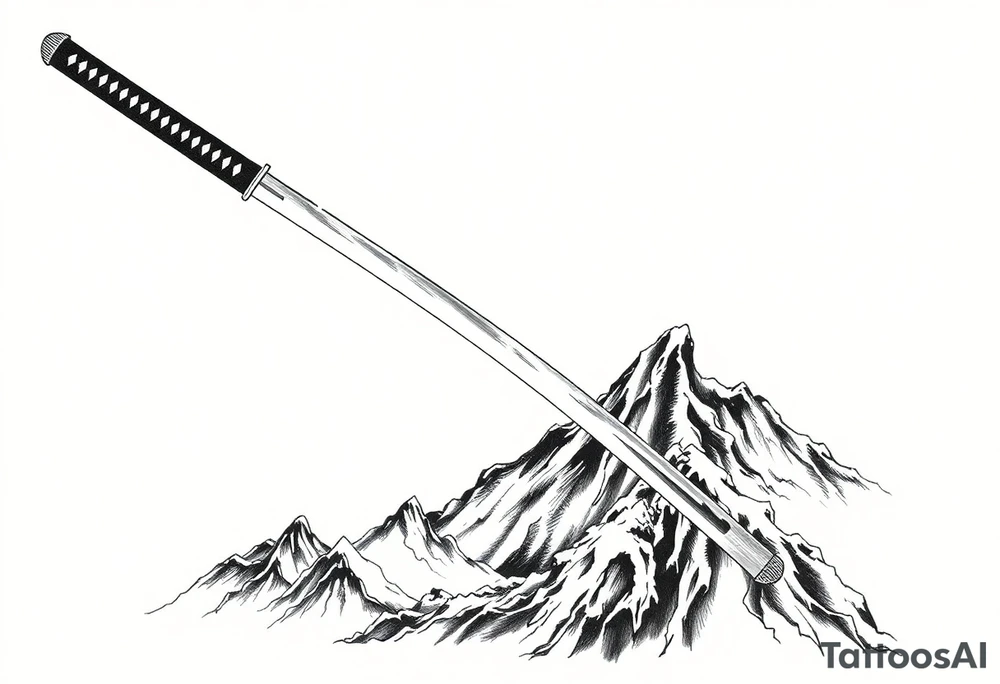 Japanese katana, cutting mountains tattoo idea