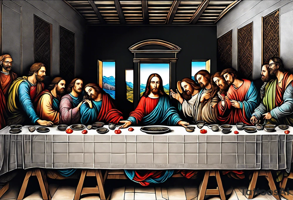 The last supper by davinci made out of astronauts tattoo idea
