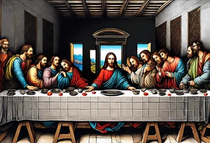 The last supper by davinci made out of astronauts tattoo idea