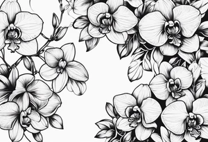 Roman numerals with orchids filled back ground tattoo idea