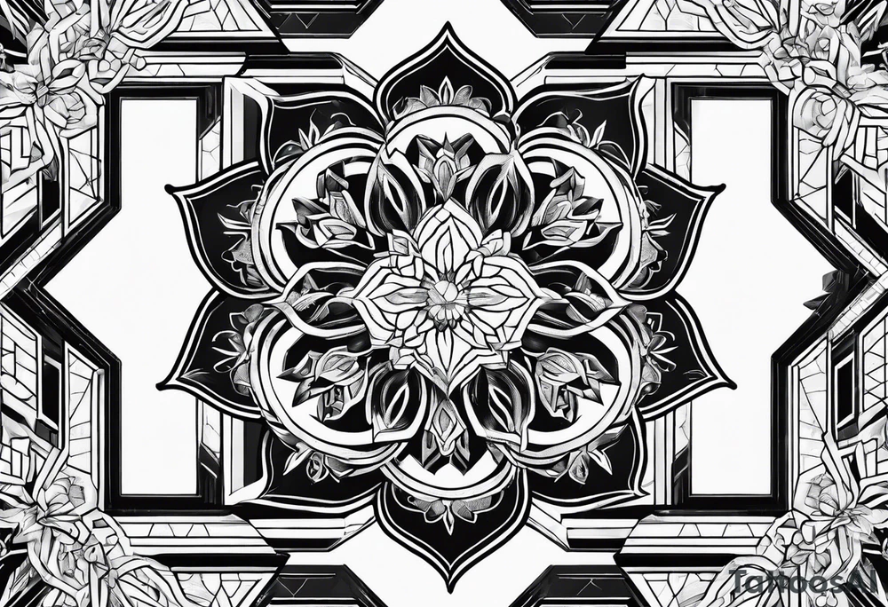 Even honeycomb pattern containing snowflakes tattoo idea