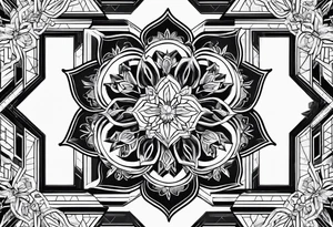 Even honeycomb pattern containing snowflakes tattoo idea