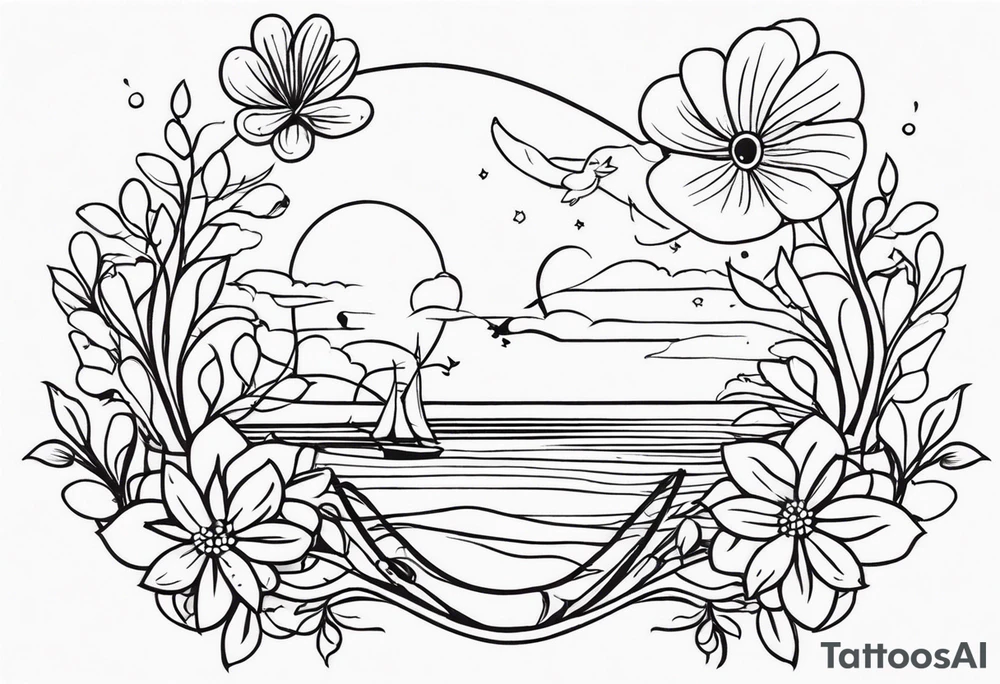 tattoo to represent that I have 3 children (girls). For inspiration I like flowers, the beach. Tattoo is for ribcage down side of body. I don't want images of women or girls in it tattoo idea