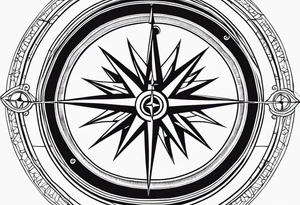 compass rose with long straight lines tattoo idea