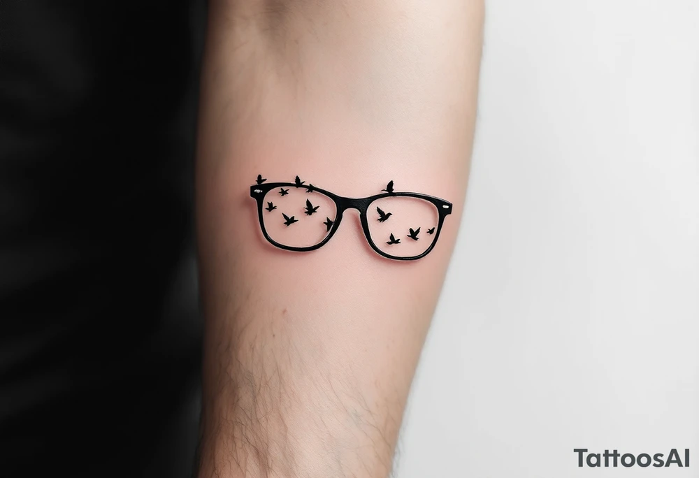 Glasses that turn into birds
The temples of the glasses smoothly turn into a flock of birds, which symbolizes freedom from the limitations that were previously caused by poor eyesight. tattoo idea