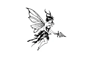 Dark fairy with weapon tattoo idea