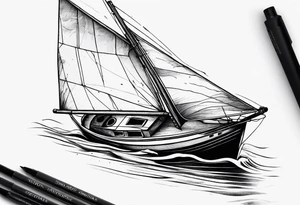 Small sailboat with torn sail tattoo idea