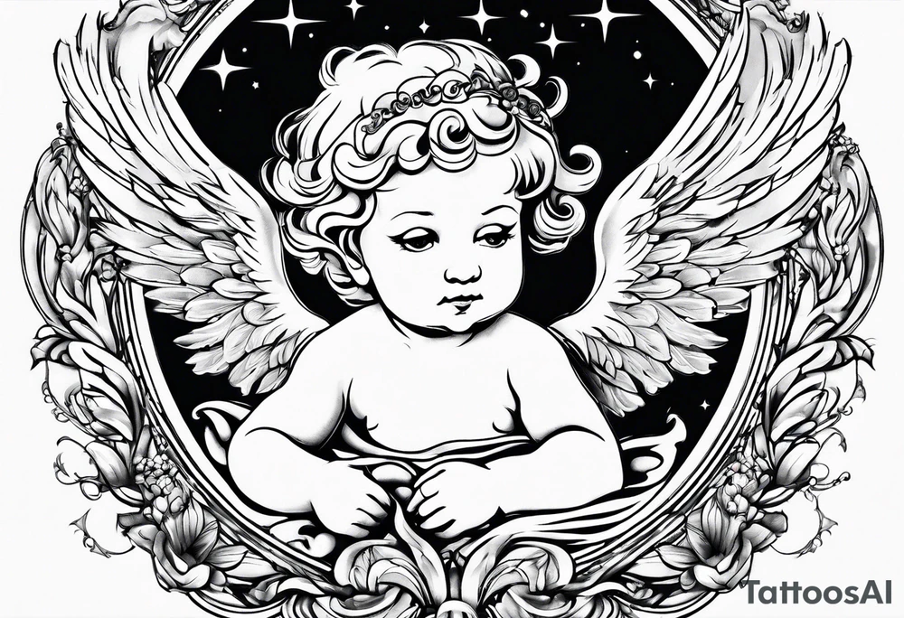 Cherub angel in the sky tattoo idea