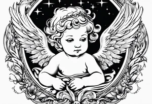 Cherub angel in the sky tattoo idea