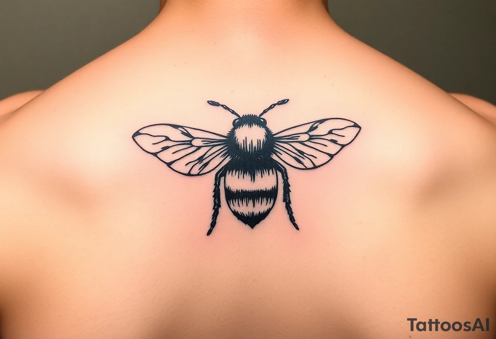 Lenora written in Hebrew inside of a bumblebee tattoo idea