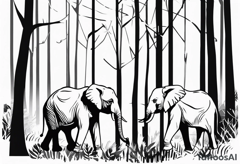 ELEPHANTS IN FOREST tattoo idea