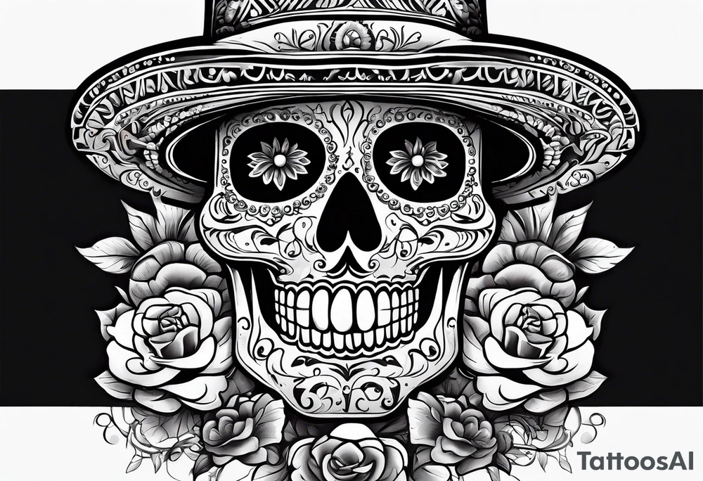 Mexico day of dead  man standing
 drink horizontal tattoo idea