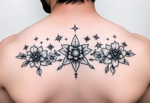 stars flowers eyes tattoo idea