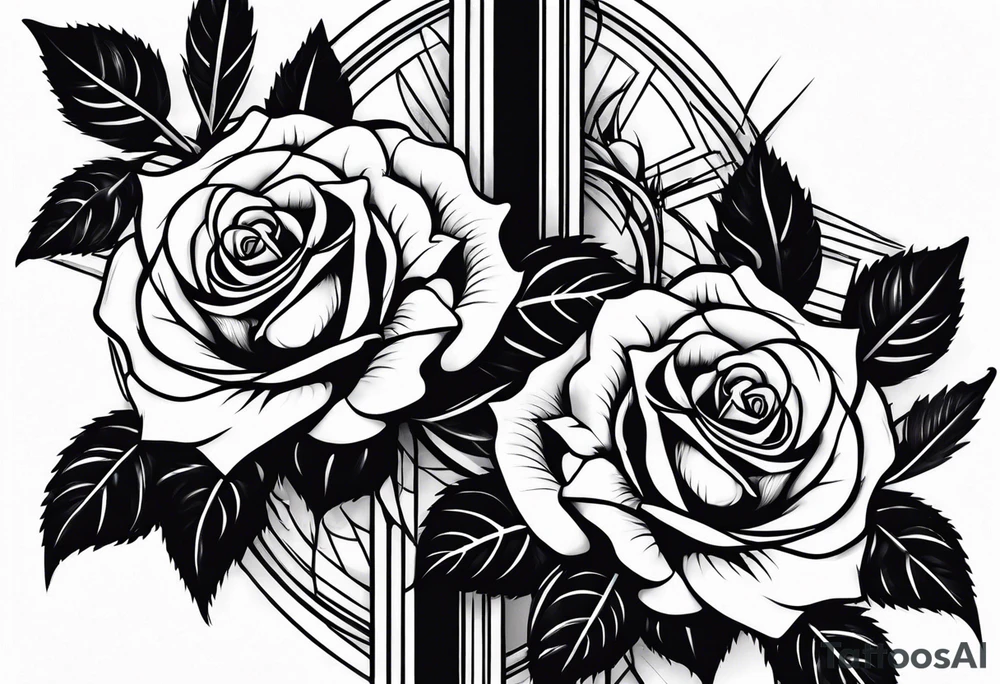Cross with roses for the arm tattoo idea