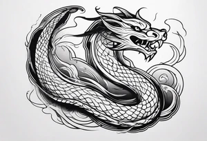 mythical serpent with smoke body tattoo idea