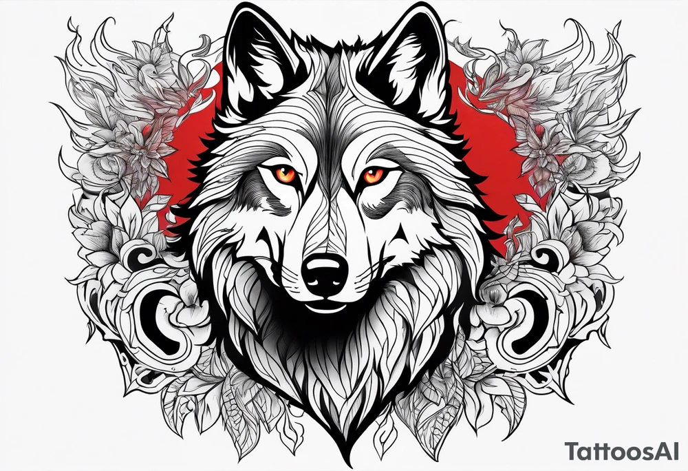 wolf with red eyes tattoo idea