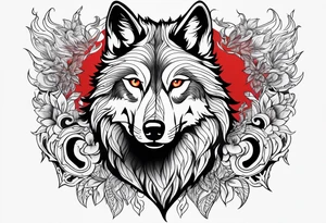 wolf with red eyes tattoo idea
