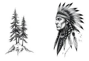 Lone Native American warrior in nature tattoo idea