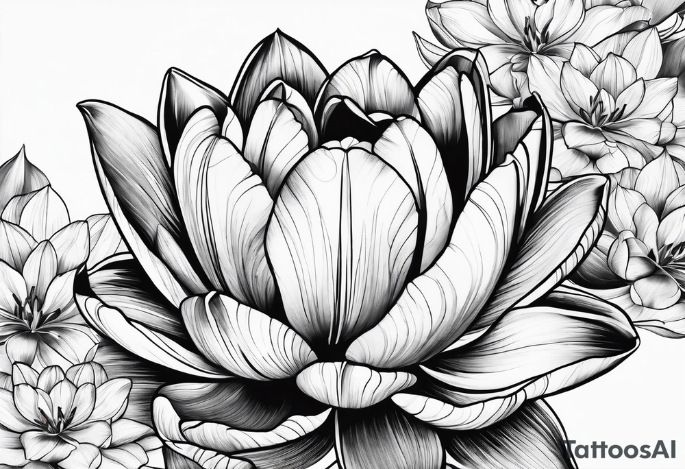 Tulips and water lilies tattoo idea