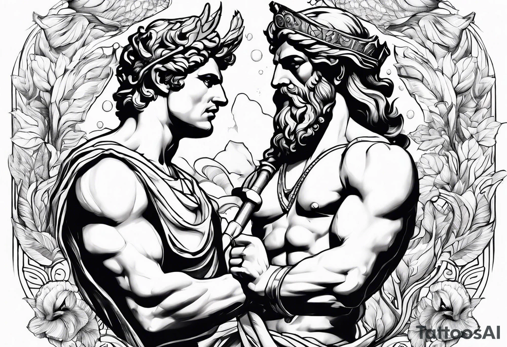 Olympian Hermes and Poseidon tattoo idea