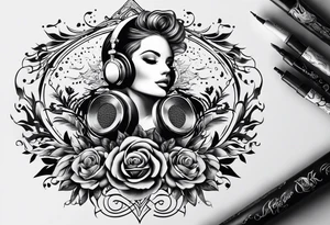 Music and baby footprints tattoo idea