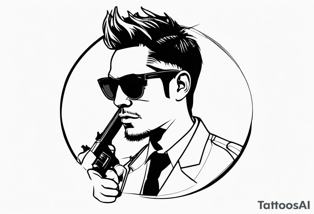 capricorn man with sunglasses and gun tattoo idea
