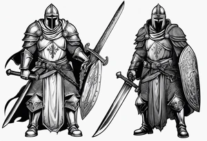 Crusader warriors with sword tattoo idea