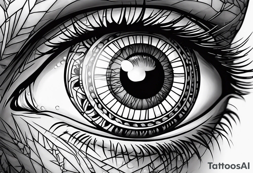 Eye ball up close with dead people in the reflection tattoo idea