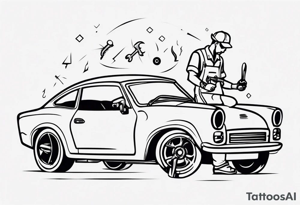 mechanic fixing a car tattoo idea