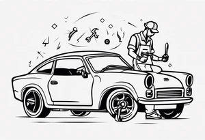 mechanic fixing a car tattoo idea