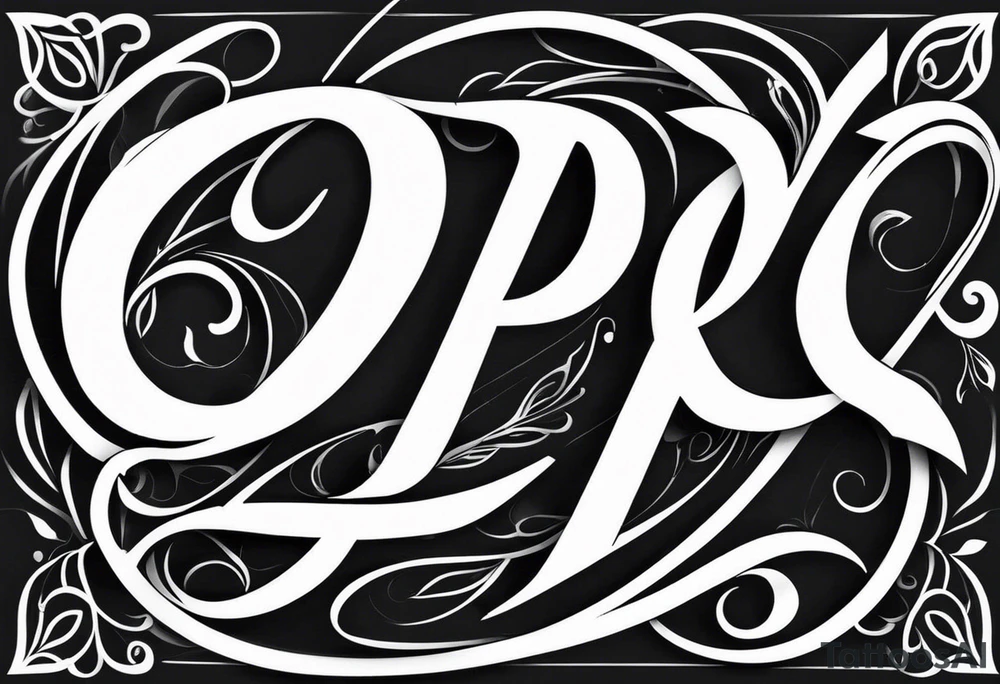 letters  P and I interwoven tattoo art script tattoo idea