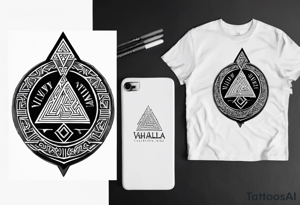Valhalla shield valknut axe steps tattoo idea