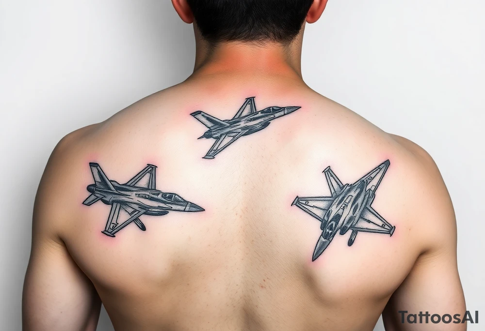 powerful majestic F22 Raptor jets all over the arm tattoo idea