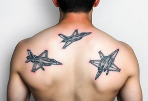 powerful majestic F22 Raptor jets all over the arm tattoo idea