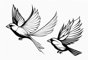 two cardinal birds flying facing eachother one high and one low
fine line with some shading tattoo idea