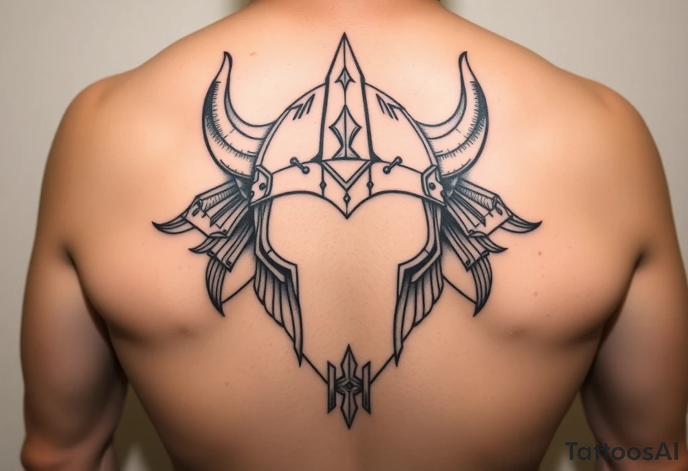 realistic large vikings helmet without face tattoo idea
