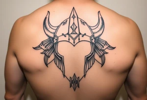 realistic large vikings helmet without face tattoo idea