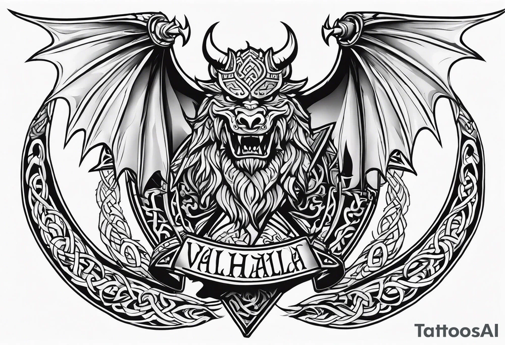 Viking valhalla sword shield dragon tattoo idea