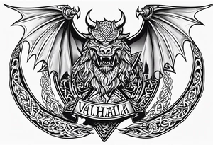 Viking valhalla sword shield dragon tattoo idea