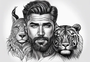 father and son representation animal tattoo idea