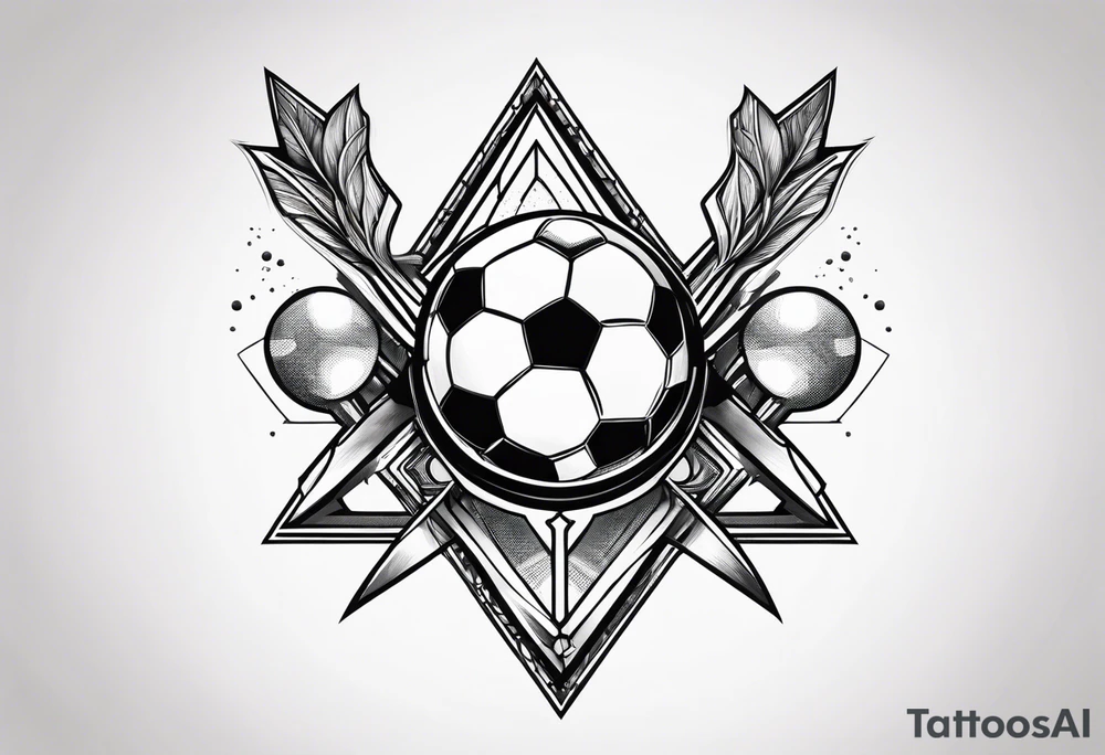 Arrow squid holding a soccer ball tattoo idea