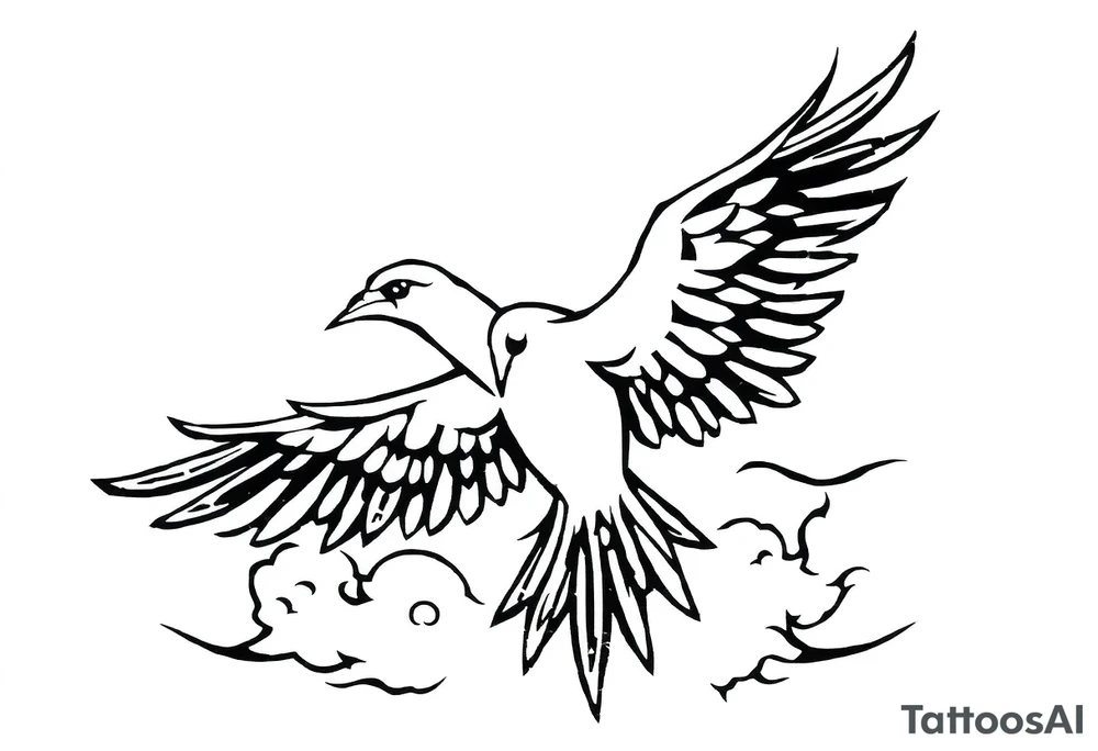 Birds flying in clouds tattoo idea