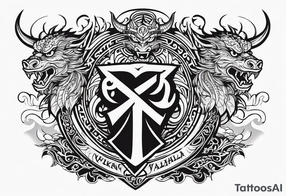 Valhalla sword shield viking ship dragon head tattoo idea Valhalla sword shield viking ship dragon head tattoo idea
