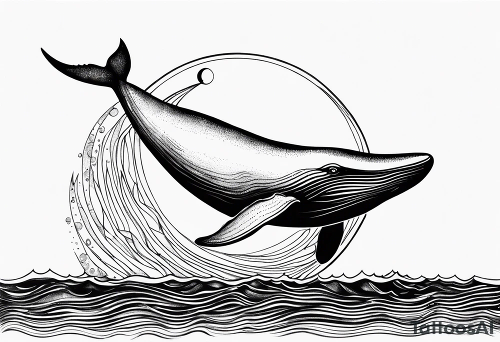 Whale jumping over a crescent moom tattoo idea