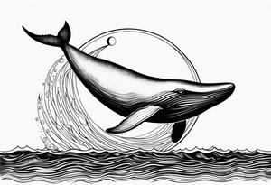 Whale jumping over a crescent moom tattoo idea