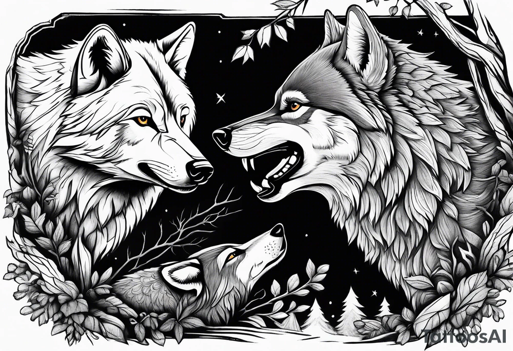 fight between Wolf and raccoon
Background Woods tattoo idea fight between Wolf and raccoon
Background Woods tattoo idea