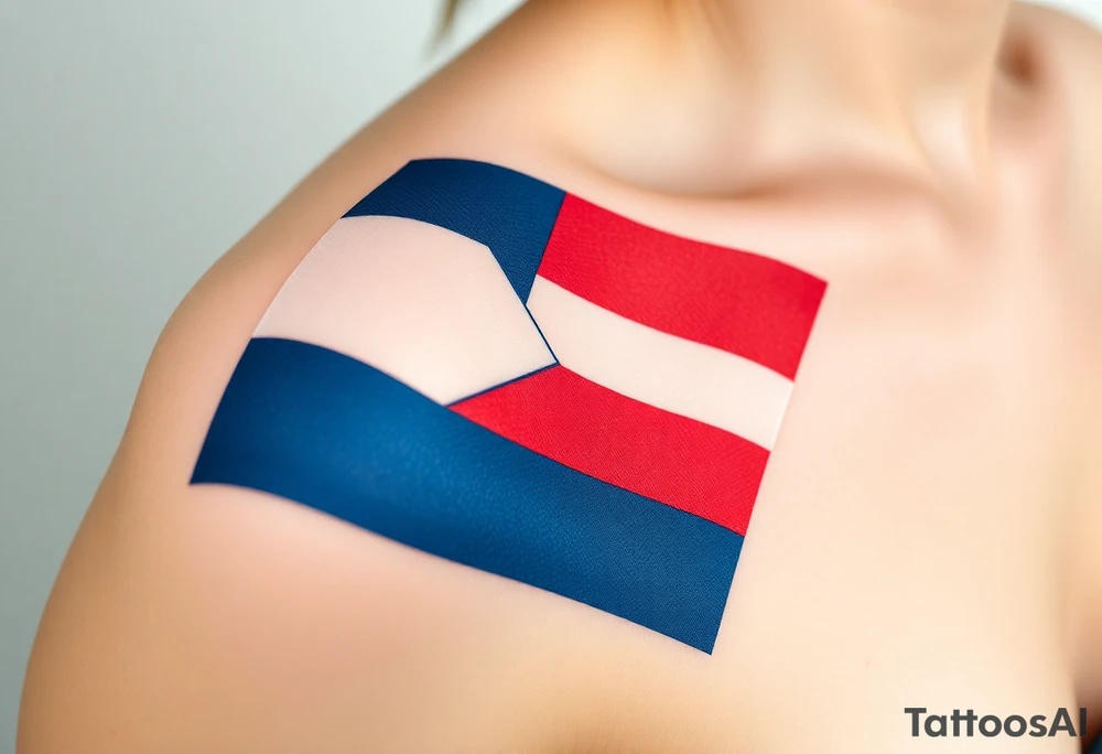 A waving Czech flag with realistic fabric texture, its red, white, and blue colors appearing vibrant and dynamic. tattoo idea