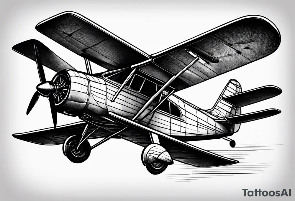 sketch of adventure plane in perspective from the bottom tattoo idea
