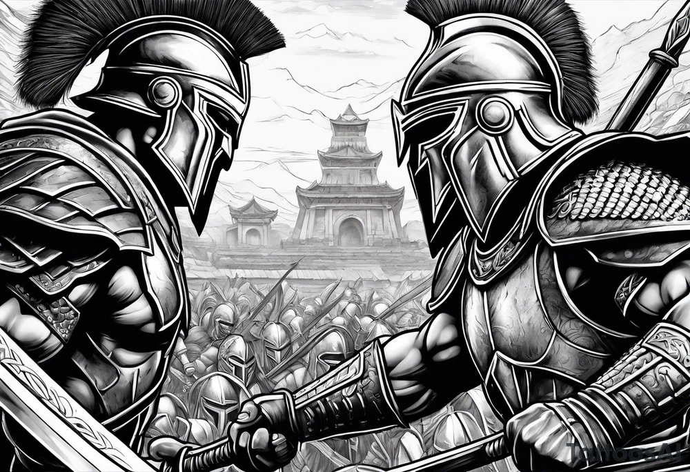 Spartan Warrior battle scene tattoo idea