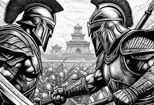 Spartan Warrior battle scene tattoo idea